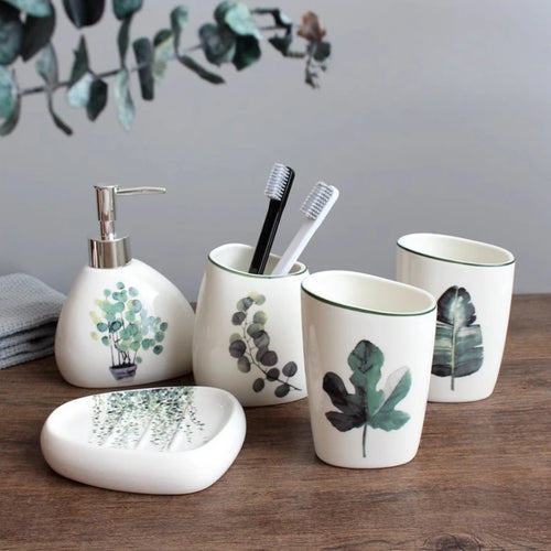 Kalmbath Blanc – Set céramique blanche (distributeur de savon, gobelet, plateau)