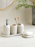 Kalmbath Atelier – Set salle de bain 5 pièces (distributeur, porte-savon, gobelet…)